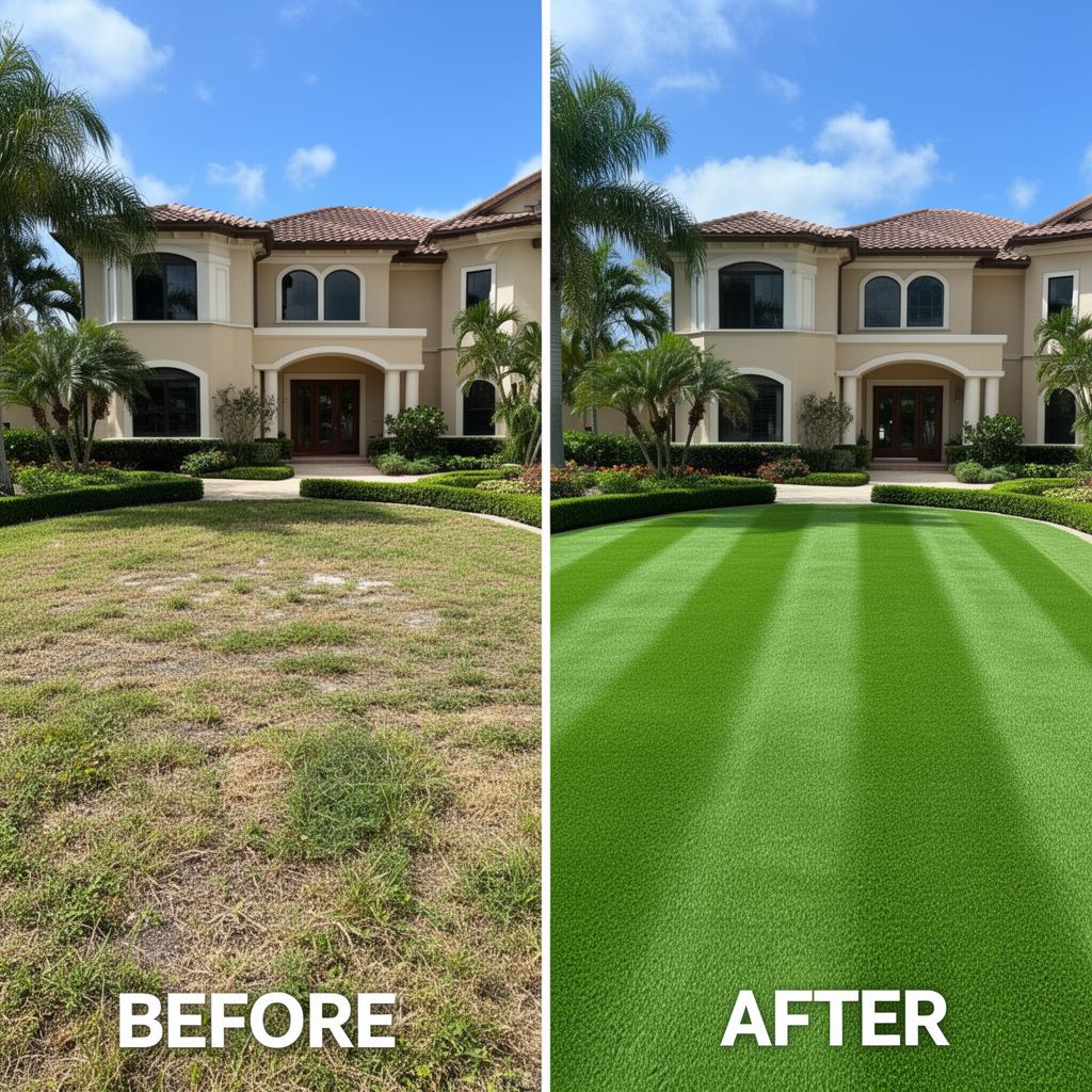 Lawn Care before and after by Sunscape Home Solutions LLC